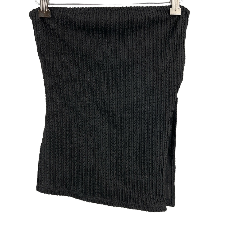 NA-KD Tube Top Black Structured Textured Slitโ Stretch Small